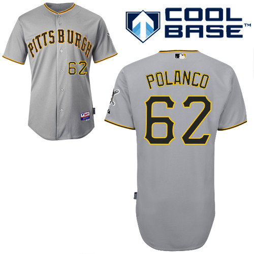 Gregory Polanco #62 MLB Jersey-Pittsburgh Pirates Men's Authentic Road Gray Cool Base Baseball Jersey